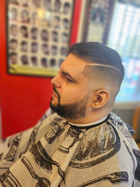 Client fresh out of the chair at Shawn Cutz
