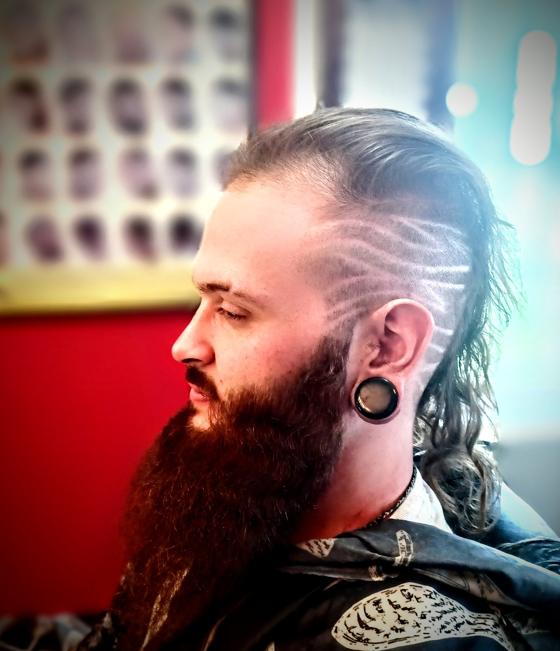 Client fresh out of the chair at Shawn Cutz