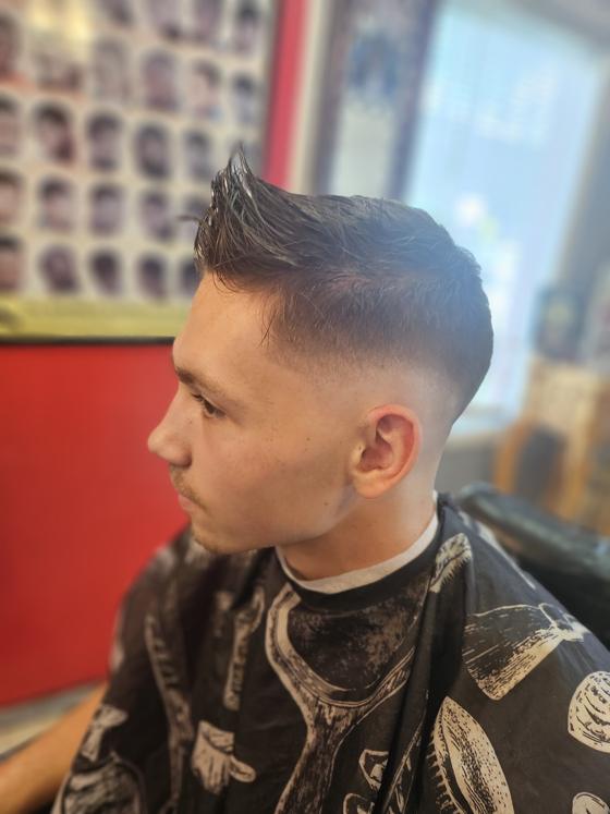 Client fresh out of the chair at Shawn Cutz