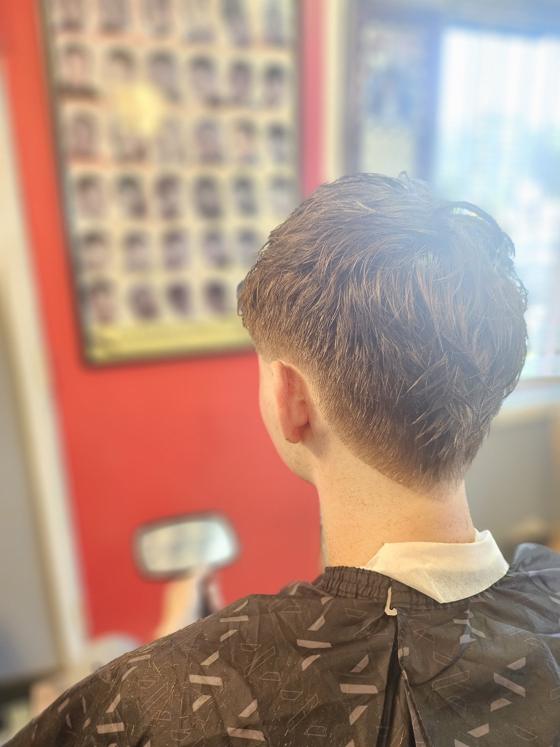Client fresh out of the chair at Shawn Cutz