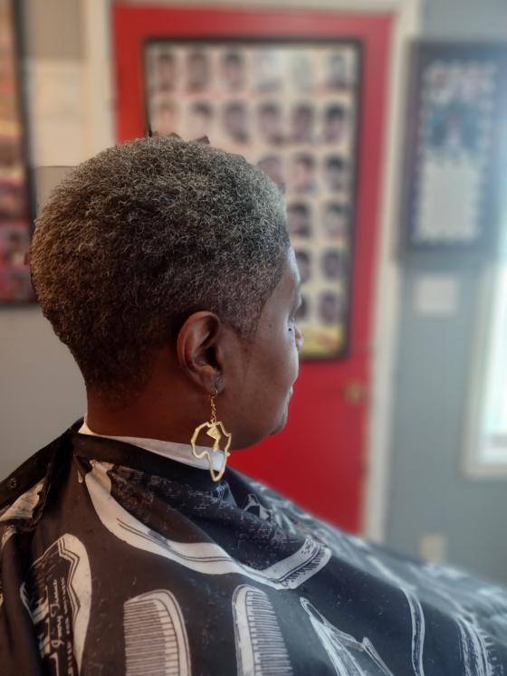 Client fresh out of the chair at Shawn Cutz