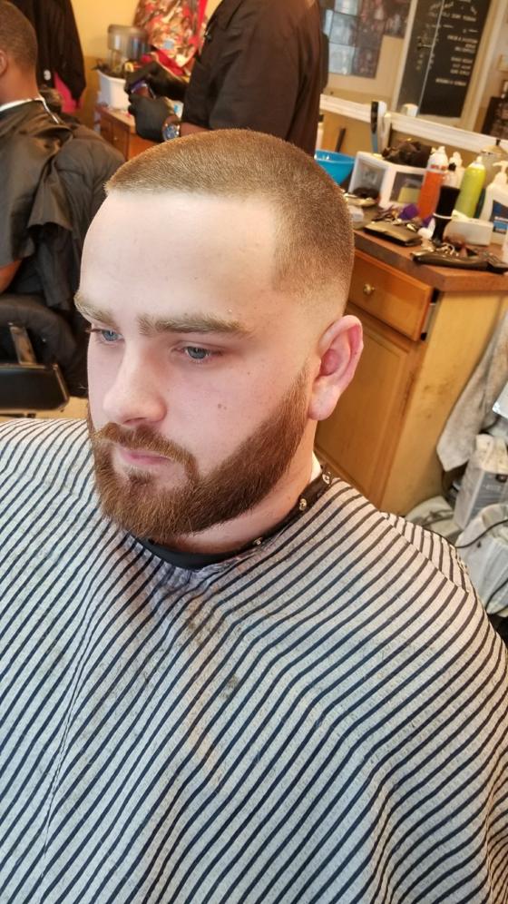 Client fresh out of the chair at Shawn Cutz