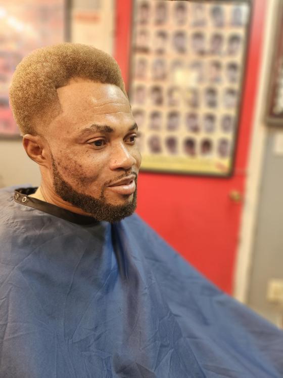 Client fresh out of the chair at Shawn Cutz