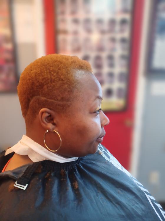 Client fresh out of the chair at Shawn Cutz