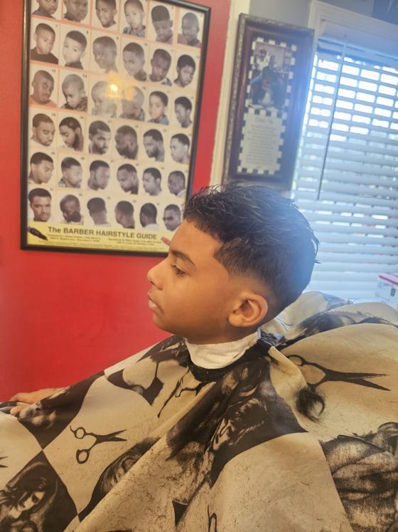 Client fresh out of the chair at Shawn Cutz