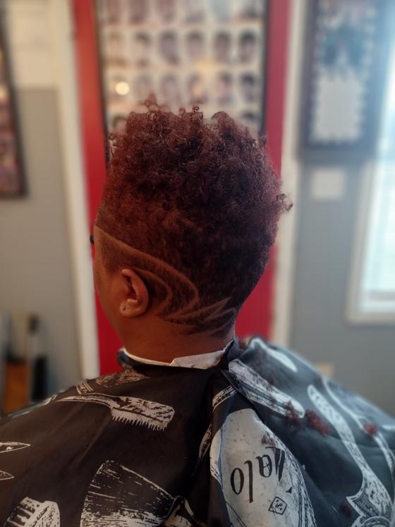 Client fresh out of the chair at Shawn Cutz