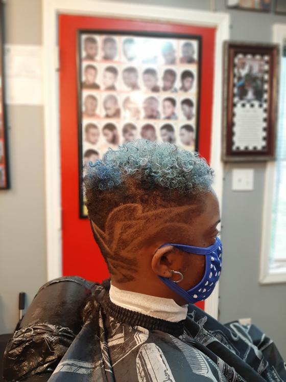 Client fresh out of the chair at Shawn Cutz