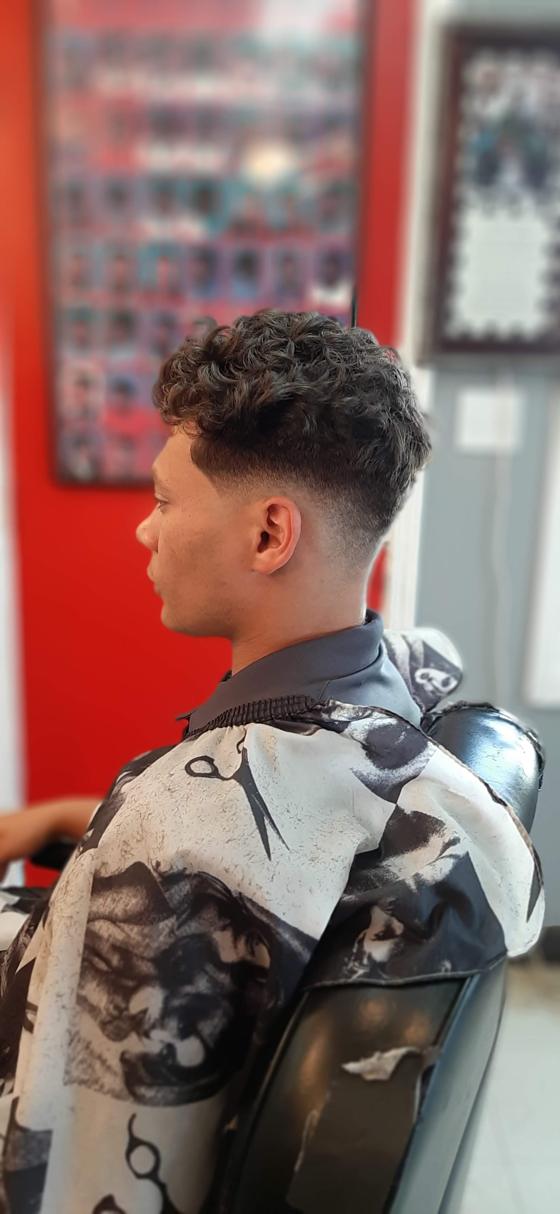 Client fresh out of the chair at Shawn Cutz