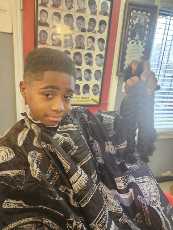 Client fresh out of the chair at Shawn Cutz