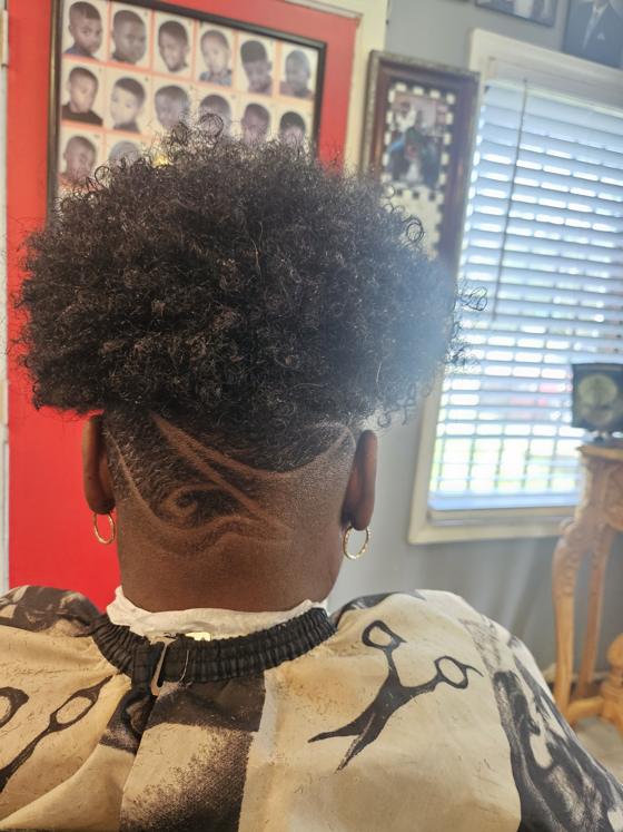 Client fresh out of the chair at Shawn Cutz