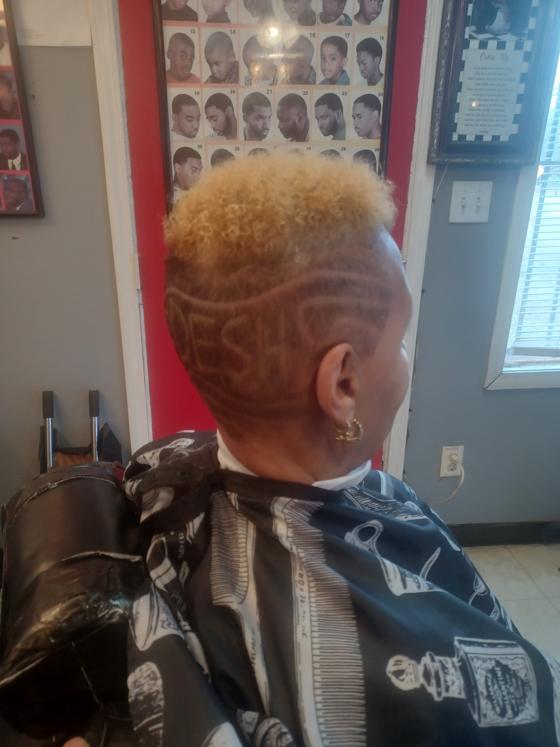 Client fresh out of the chair at Shawn Cutz