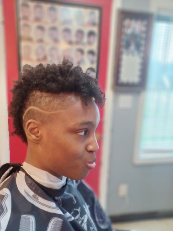 Client fresh out of the chair at Shawn Cutz