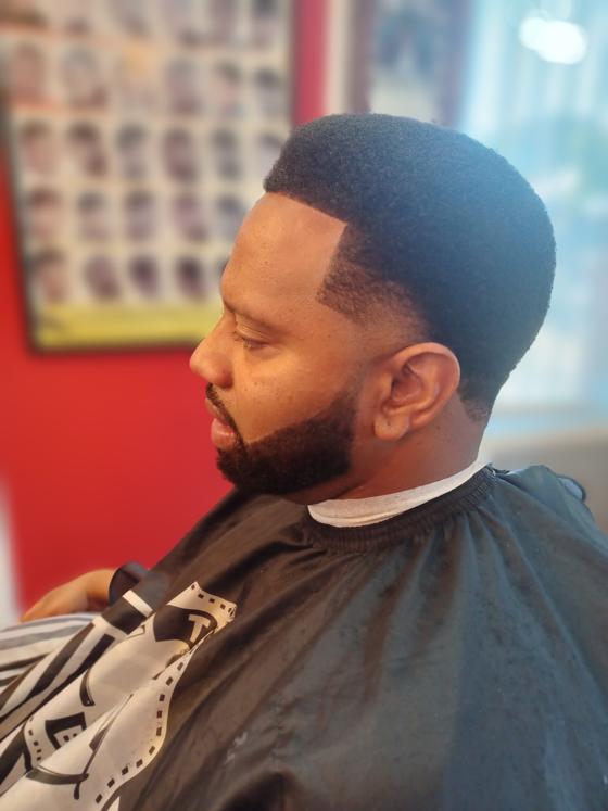 Client fresh out of the chair at Shawn Cutz
