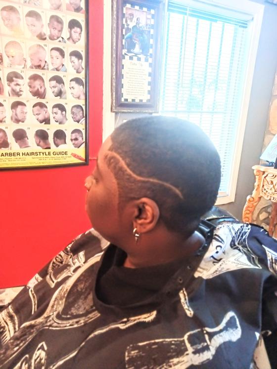 Client fresh out of the chair at Shawn Cutz