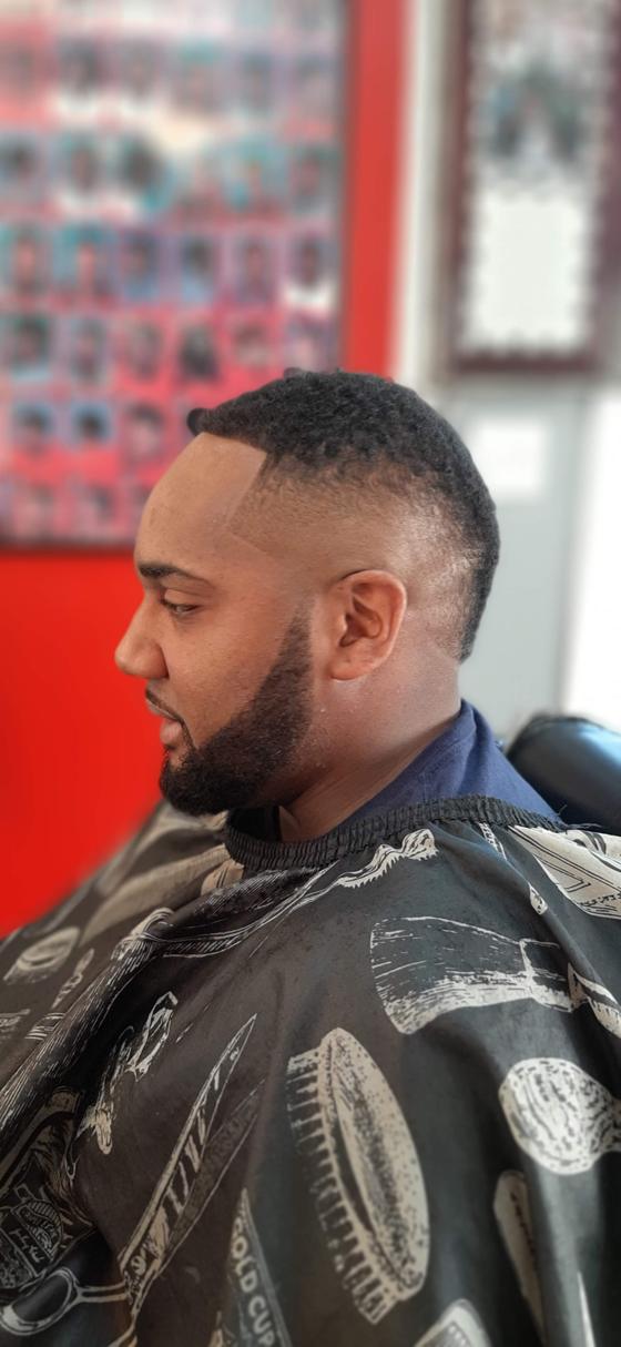 Client fresh out of the chair at Shawn Cutz
