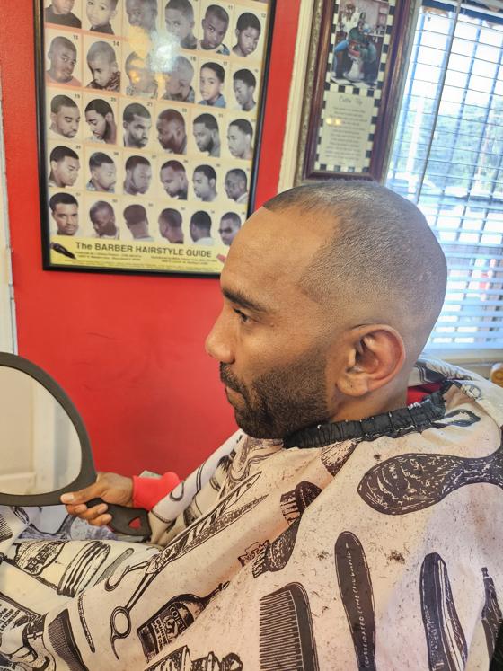 Client fresh out of the chair at Shawn Cutz
