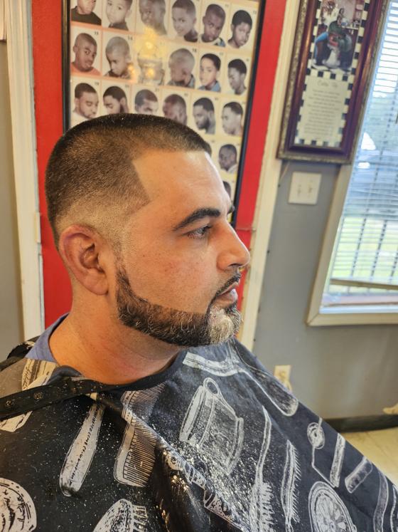 Client fresh out of the chair at Shawn Cutz